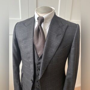 Tom Ford 3-Piece Charcoal Plaid Suit